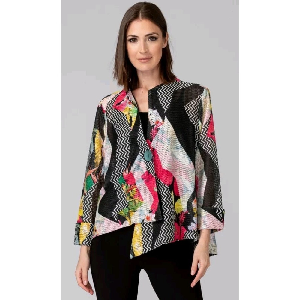 Joseph Ribkoff 8 Black Multi Floral Jacket  LNC!
